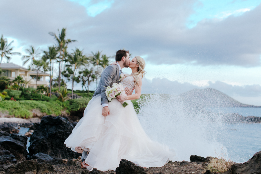 White Glam Maui Wedding