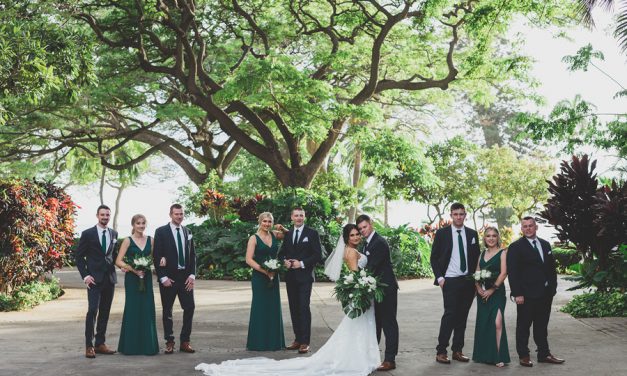 Tropical Green + White Maui Wedding at the Olowalu Plantation House