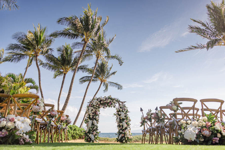 Luxury Blush + Ivory Maui Wedding at Sugar Beach Events