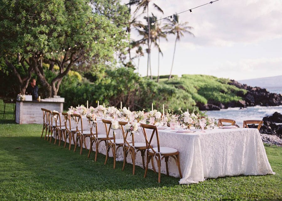 Blush White Kukahiko Estate Maui Wedding Makena Weddings